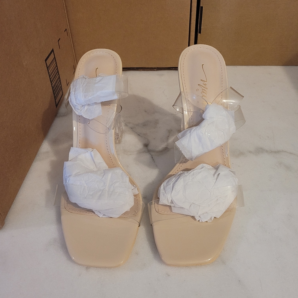 - Mackin Girl Clear Heels Chunky Heel Ankle Strap Sandals Open Toe Block H…
